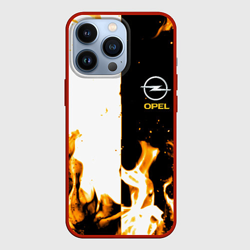 Чехол iPhone 13 Pro Opel огонь текстура / 3D-Красный – фото 1