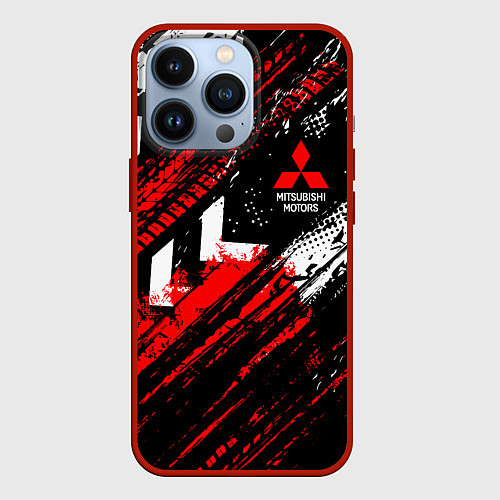 Чехол iPhone 13 Pro Mitsubishi - sport style / 3D-Красный – фото 1