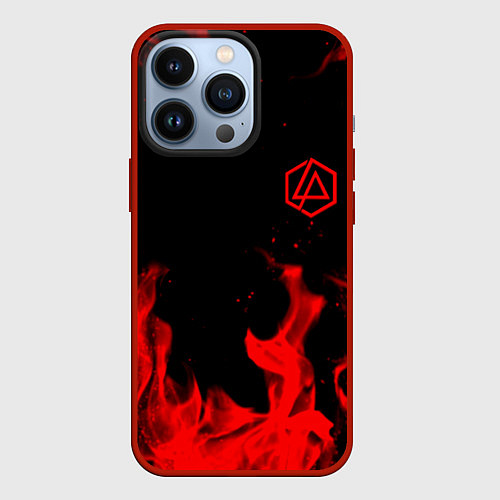 Чехол iPhone 13 Pro Linkin Park красный огонь лого / 3D-Красный – фото 1