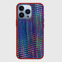 Чехол для iPhone 13 Pro Большой волнистый зигзаг разноцветный, цвет: 3D-красный