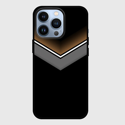 Чехол iPhone 13 Pro Абстракция графика серая и коричневая полоски на ч / 3D-Черный – фото 1