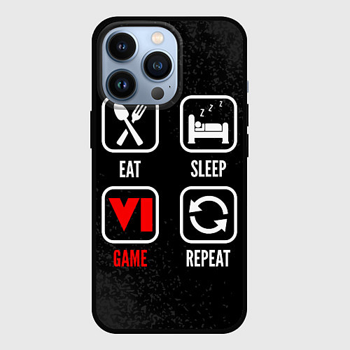 Чехол iPhone 13 Pro Eat, sleep, GTA 6, repeat / 3D-Черный – фото 1