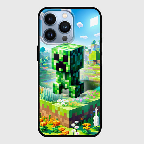 Чехол iPhone 13 Pro Крипер - нейросеть / 3D-Черный – фото 1