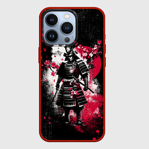 Чехол iPhone 13 Pro Ghost of Tsushima - samurai / 3D-Красный – фото 1