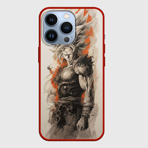 Чехол iPhone 13 Pro Super Saiyan Goku / 3D-Красный – фото 1