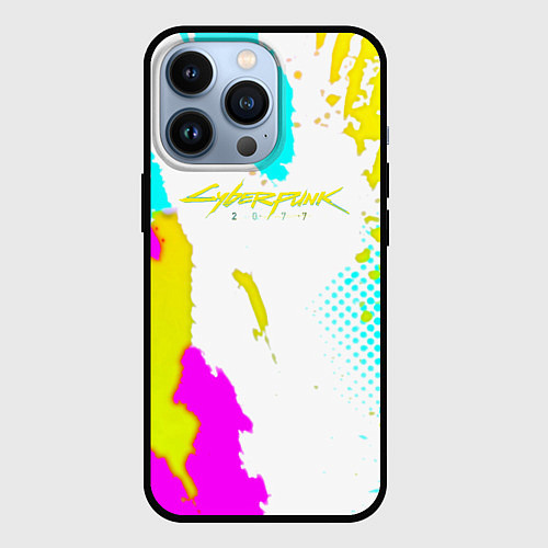 Чехол iPhone 13 Pro Cyberpunk 2077 краски / 3D-Черный – фото 1