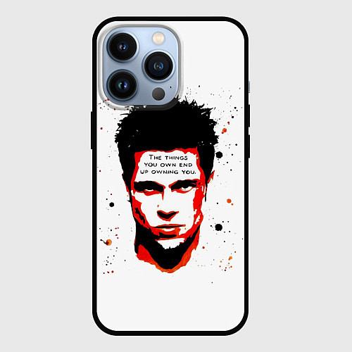 Чехол iPhone 13 Pro Красный Тайлер Дерден / 3D-Черный – фото 1