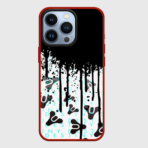 Чехол iPhone 13 Pro Destiny pattern game abstraction / 3D-Красный – фото 1