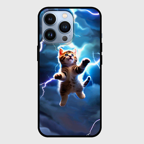 Чехол iPhone 13 Pro Гром кот и молния / 3D-Черный – фото 1