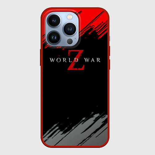 Чехол iPhone 13 Pro World war z краски текстура / 3D-Красный – фото 1