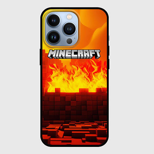 Чехол iPhone 13 Pro Minecraft огненная стена / 3D-Черный – фото 1