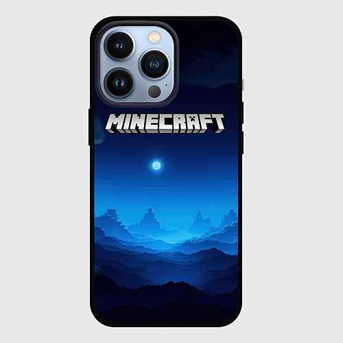 Чехол iPhone 13 Pro Minecraft logo night / 3D-Черный – фото 1