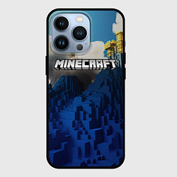 Чехол iPhone 13 Pro Minecraft лого и горы