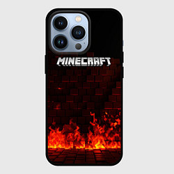 Чехол iPhone 13 Pro Minecraft fire logo