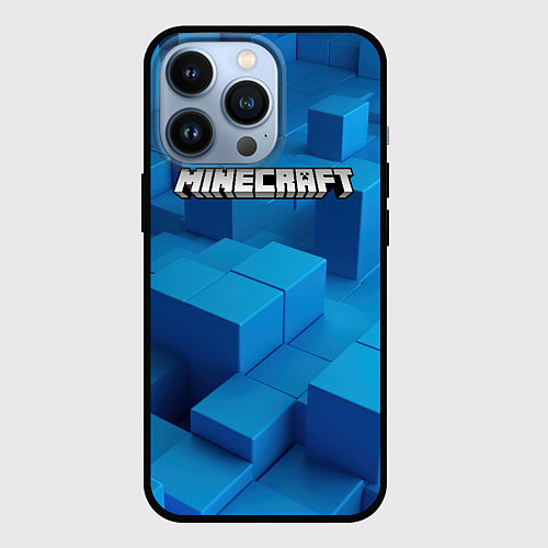 Чехол iPhone 13 Pro Minecraft синие плиты / 3D-Черный – фото 1