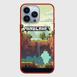 Чехол iPhone 13 Pro Minecraft logo квадратный мир
