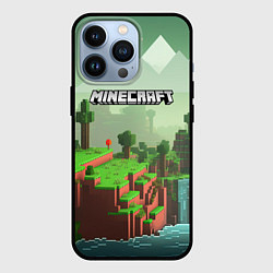 Чехол для iPhone 13 Pro Minecraft logo квадратный мир игры, цвет: 3D-черный