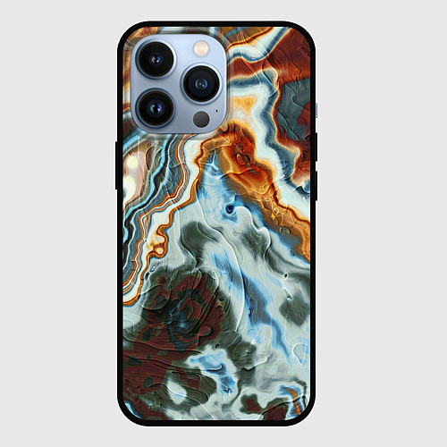 Чехол iPhone 13 Pro Мраморная текстура / 3D-Черный – фото 1