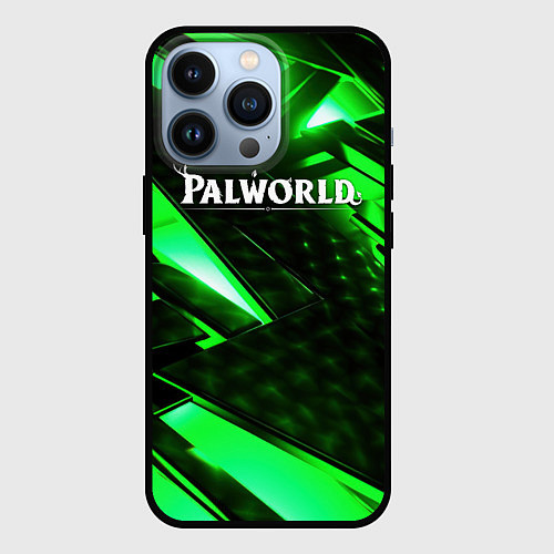 Чехол iPhone 13 Pro Palworld logo green neon / 3D-Черный – фото 1