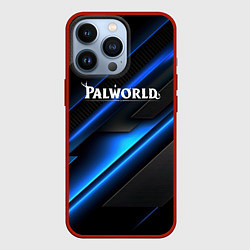 Чехол для iPhone 13 Pro Palworld logo blue neon abstract, цвет: 3D-красный