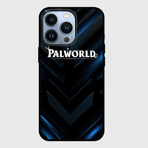 Чехол iPhone 13 Pro Palworld logo blue neon abstract black / 3D-Черный – фото 1