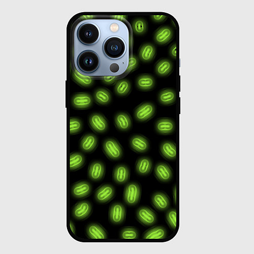 Чехол iPhone 13 Pro Неоновая имитация бактерий / 3D-Черный – фото 1