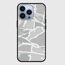 Чехол для iPhone 13 Pro Серо-белая геометрия, цвет: 3D-черный