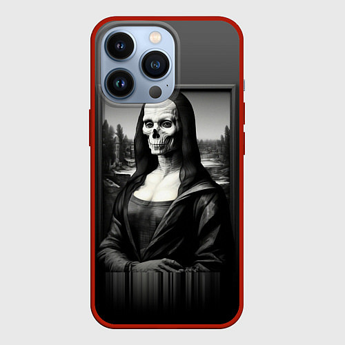 Чехол iPhone 13 Pro Мона Лиза Black skull / 3D-Красный – фото 1