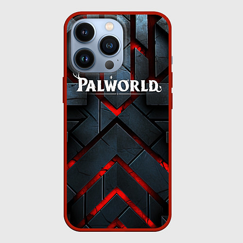 Чехол iPhone 13 Pro Palworld logo камни и красный свет / 3D-Красный – фото 1