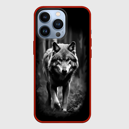 Чехол iPhone 13 Pro Матерый Старый Волк / 3D-Красный – фото 1