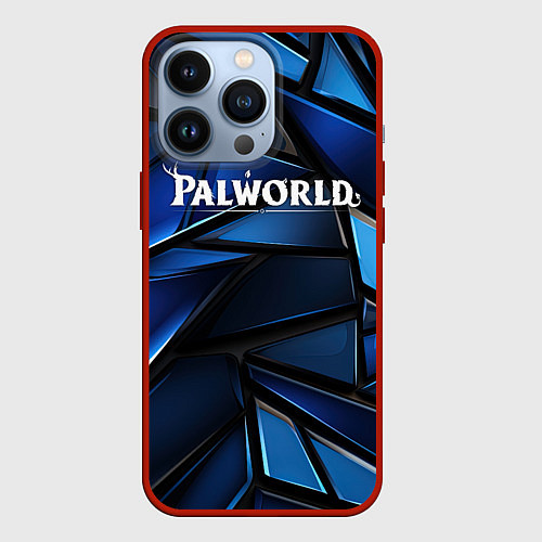 Чехол iPhone 13 Pro Palworld логотип синий абстрактный фон / 3D-Красный – фото 1