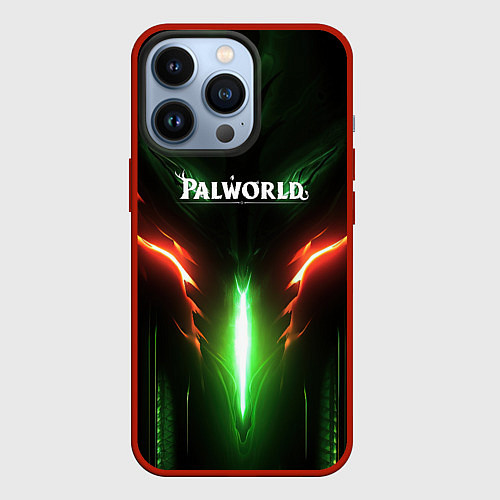 Чехол iPhone 13 Pro Palworld зеленый неоновый свет / 3D-Красный – фото 1