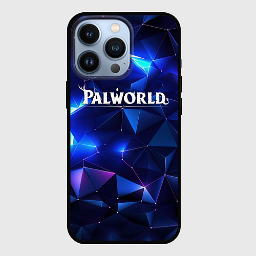 Чехол iPhone 13 Pro Palworld логотип и синие блики / 3D-Черный – фото 1