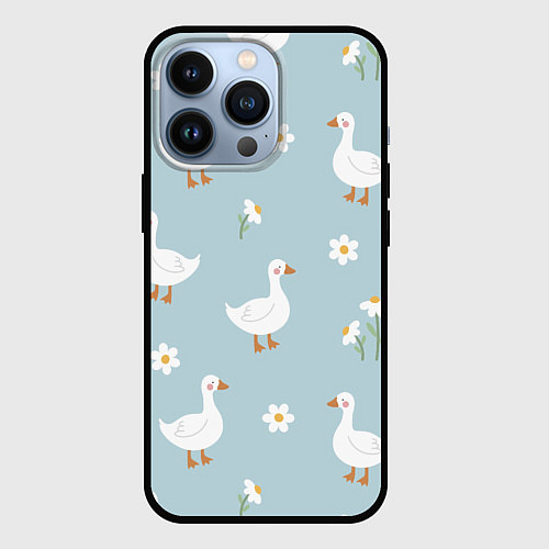 Чехол iPhone 13 Pro Гусиный узор / 3D-Черный – фото 1