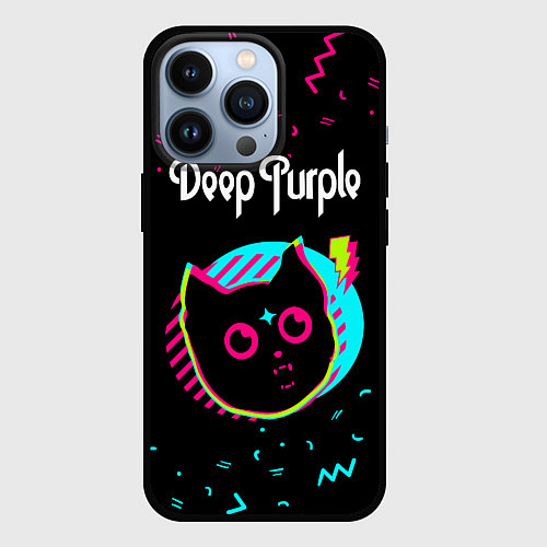 Чехол iPhone 13 Pro Deep Purple - rock star cat / 3D-Черный – фото 1