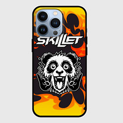 Чехол для iPhone 13 Pro Skillet рок панда и огонь, цвет: 3D-черный