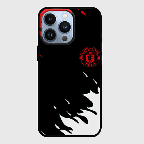 Чехол iPhone 13 Pro Manchester United flame fc / 3D-Черный – фото 1