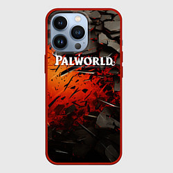 Чехол для iPhone 13 Pro Palworld логотип черные плиты в разломе, цвет: 3D-красный