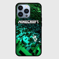 Чехол iPhone 13 Pro Minecraft logo в стиле киберпанк
