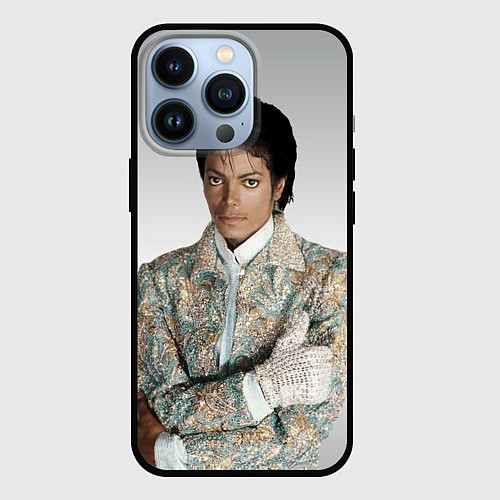 Чехол iPhone 13 Pro Майкл Джексон в серебряном костюме / 3D-Черный – фото 1