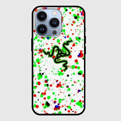 Чехол iPhone 13 Pro Razer краски абстрактные / 3D-Черный – фото 1