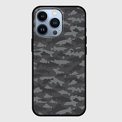 Чехол для iPhone 13 Pro Тёмный камуфляж из рыб, цвет: 3D-черный