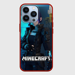 Чехол для iPhone 13 Pro Minecraft cyberpunk woman, цвет: 3D-красный