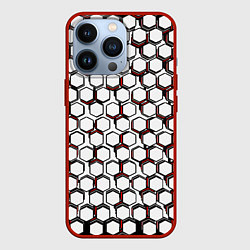 Чехол для iPhone 13 Pro Киберпанк узор из шестиугольников красный, цвет: 3D-красный