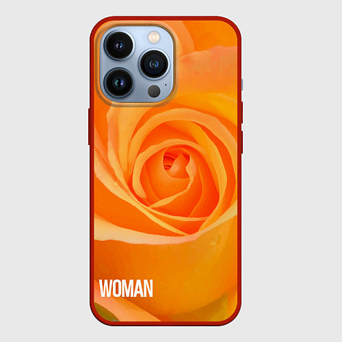 Чехол iPhone 13 Pro Оранжевая роза - woman / 3D-Красный – фото 1