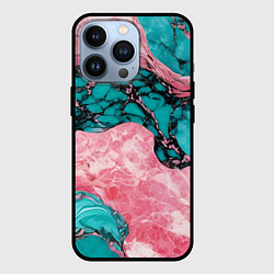 Чехол iPhone 13 Pro Розово-бирюзовый мрамор