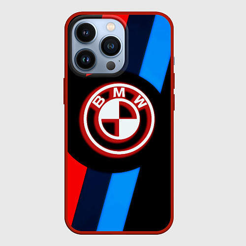 Чехол iPhone 13 Pro BMW sport geometry line / 3D-Красный – фото 1