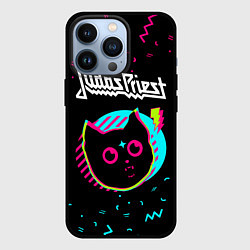 Чехол для iPhone 13 Pro Judas Priest - rock star cat, цвет: 3D-черный