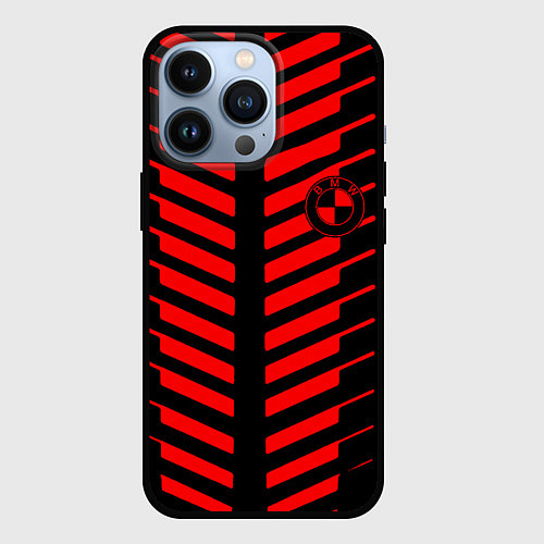 Чехол iPhone 13 Pro BMW geometry sport red strupes / 3D-Черный – фото 1