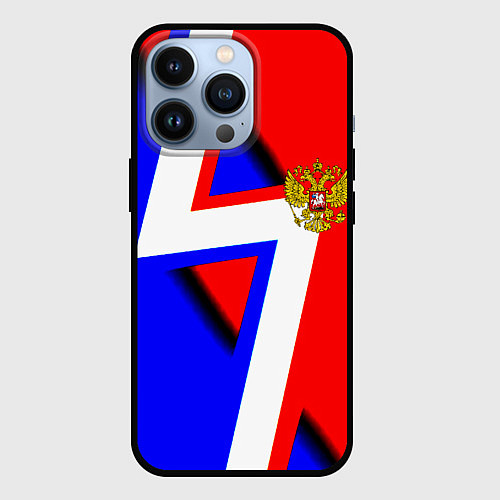 Чехол iPhone 13 Pro Герб России спортивный стиль / 3D-Черный – фото 1